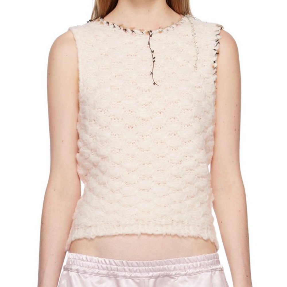 NWT ACNE STUDIOS Distressed Crochet Sweater Vest in Pink Size XS